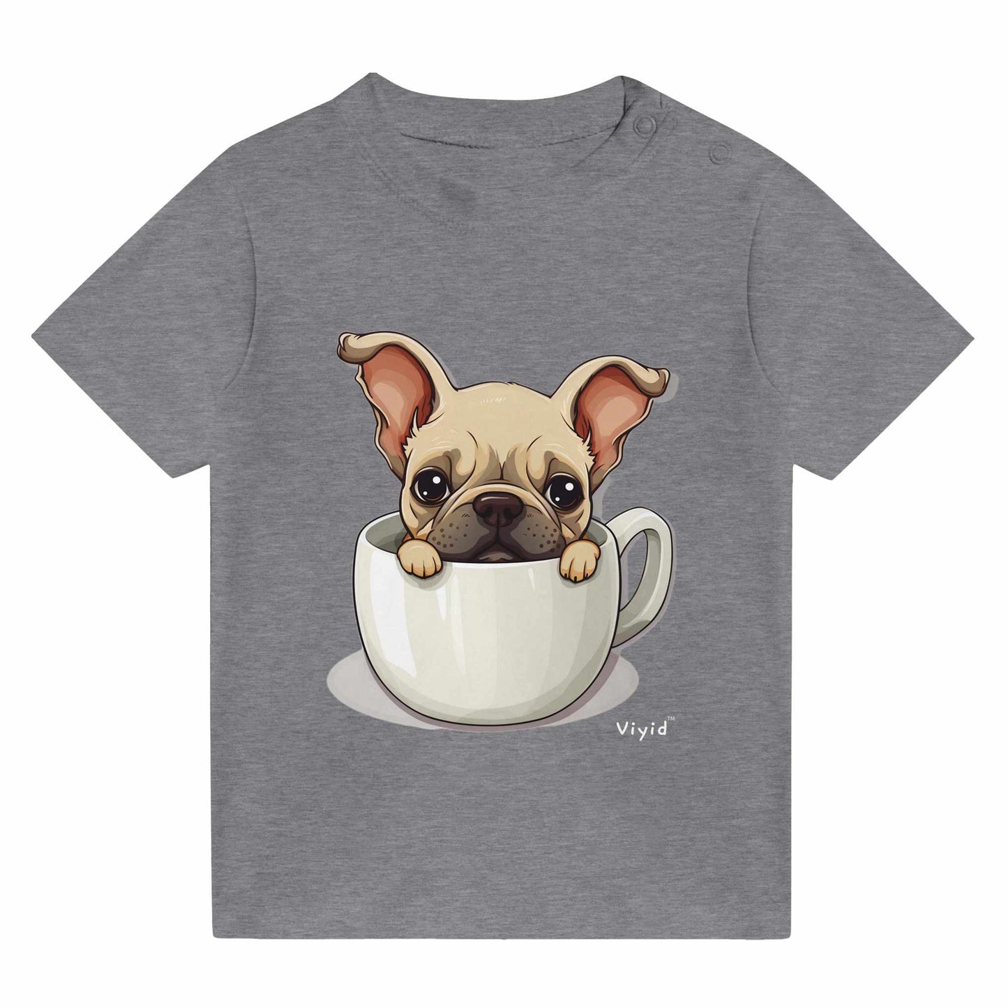 french bulldog in a cup baby t-shirt heather gray