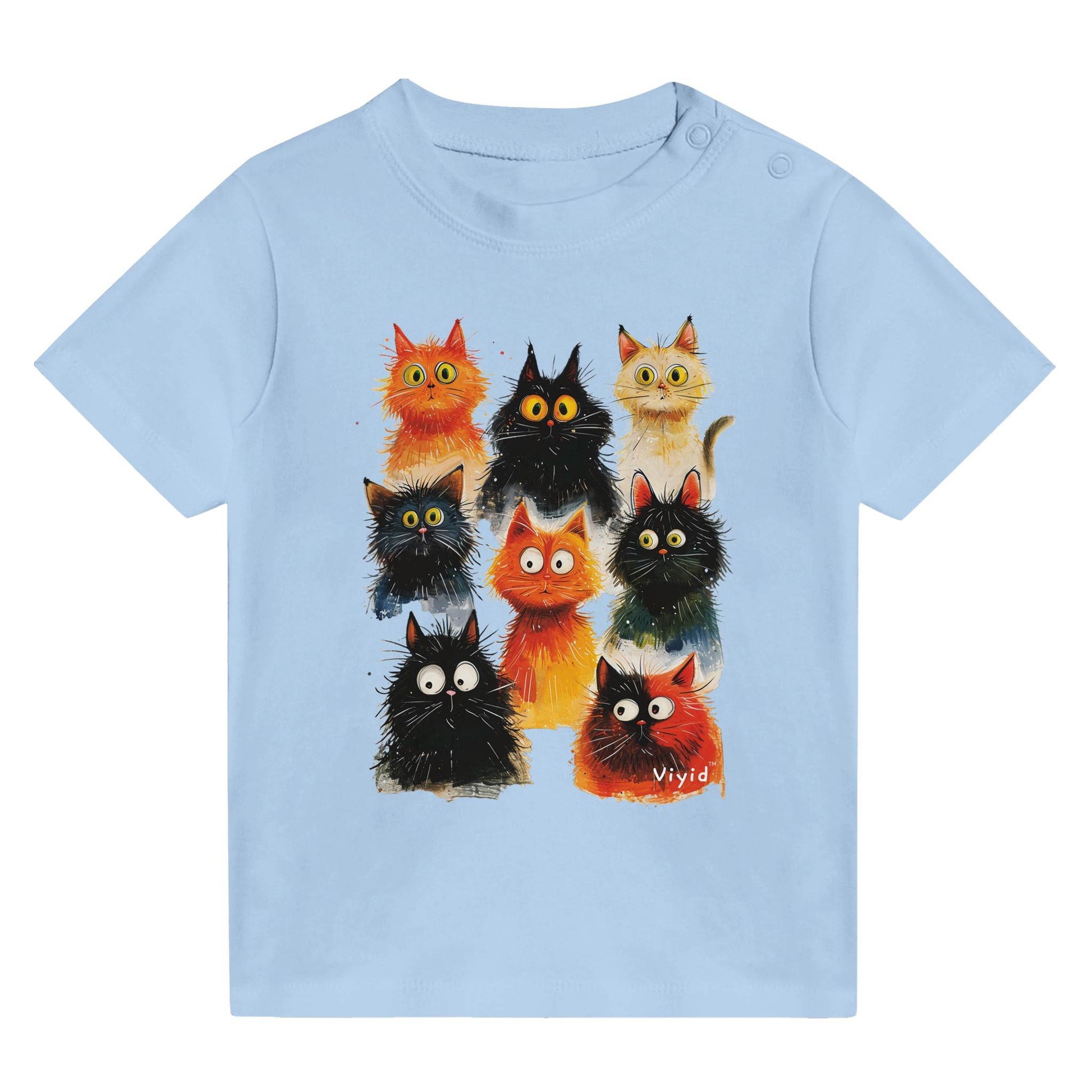 funky cats baby t-shirt baby blue