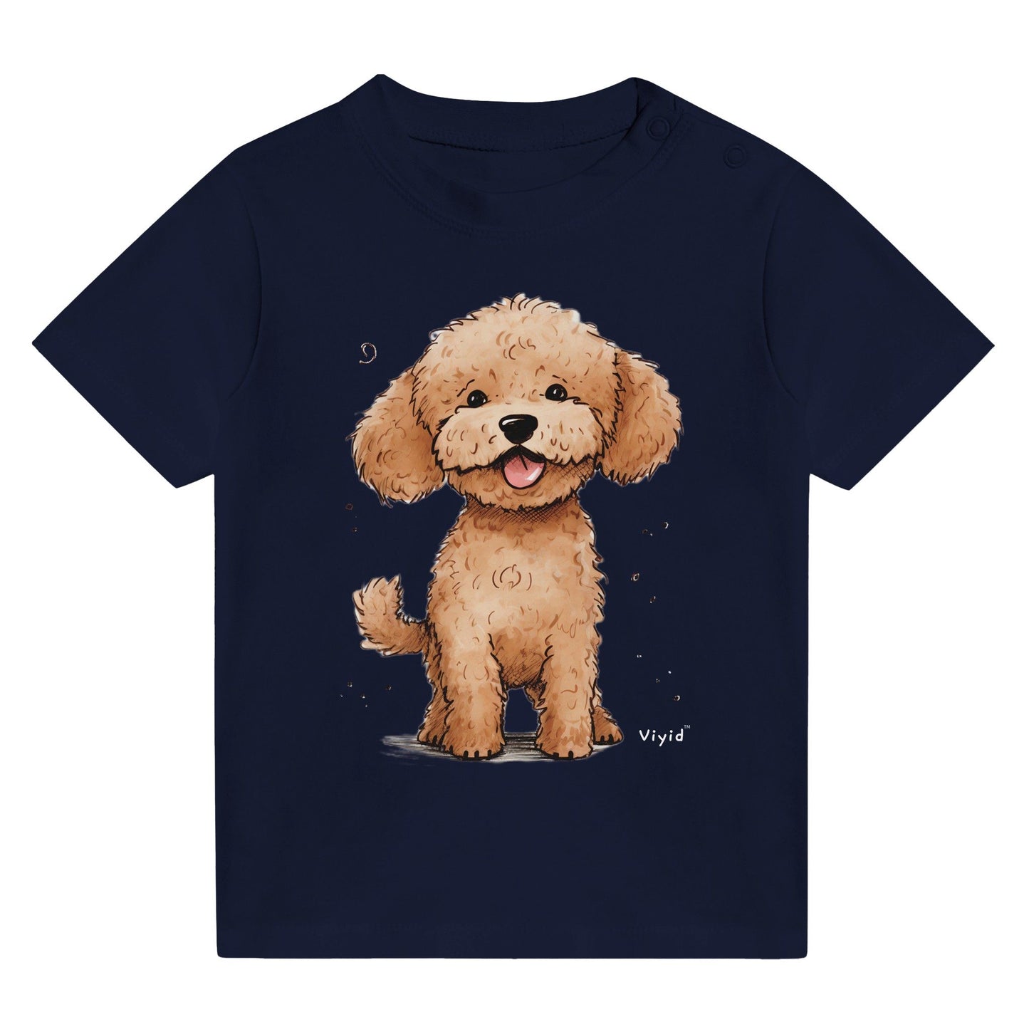 brown poodle baby t-shirt navy
