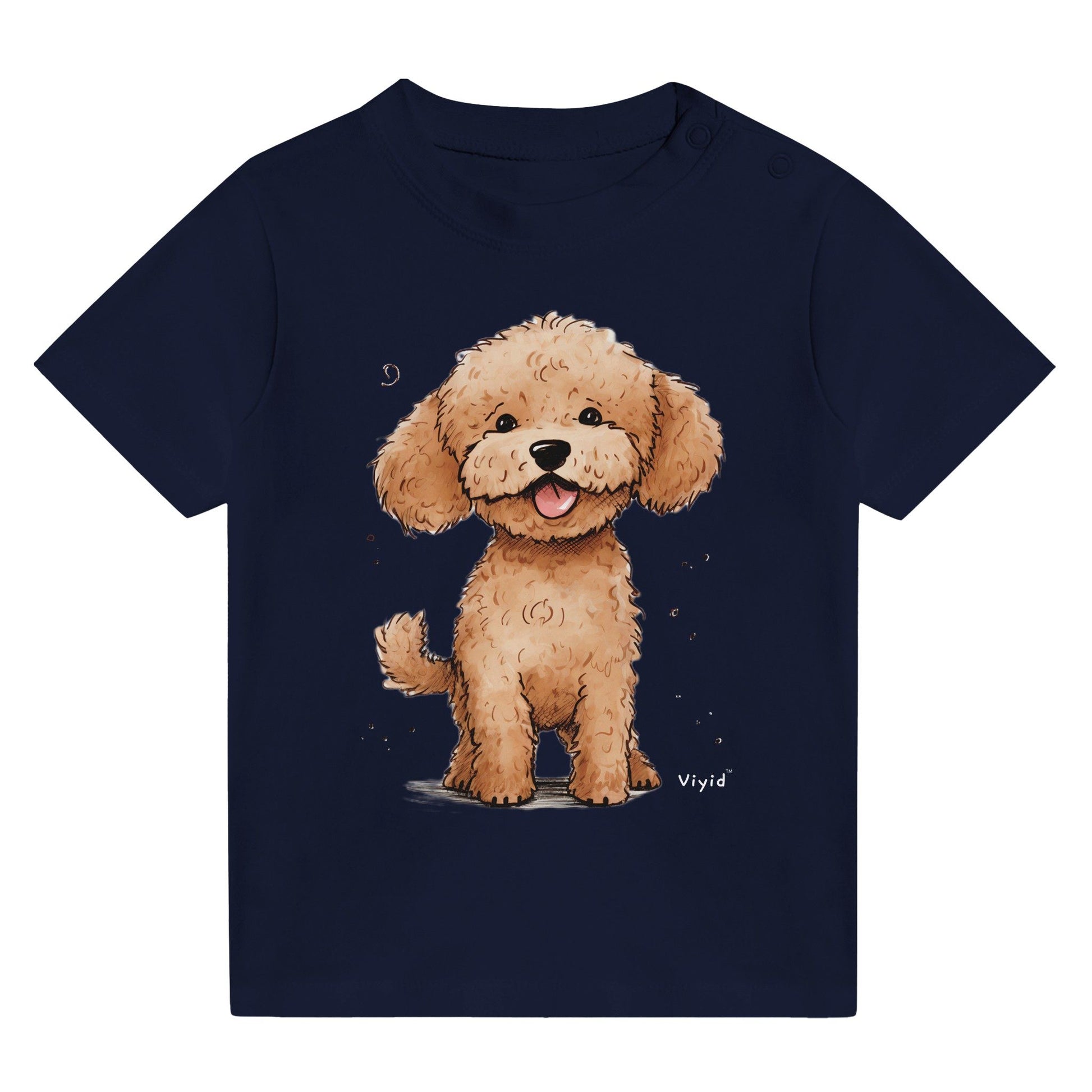 brown poodle baby t-shirt navy