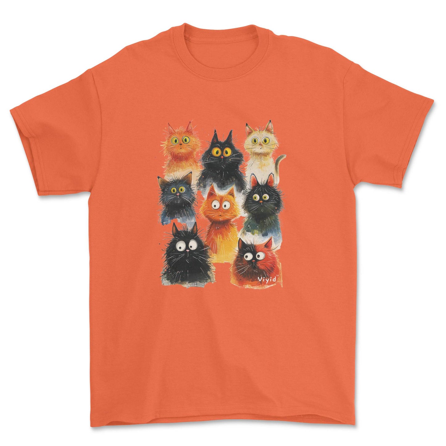 funky cats adult t-shirt orange