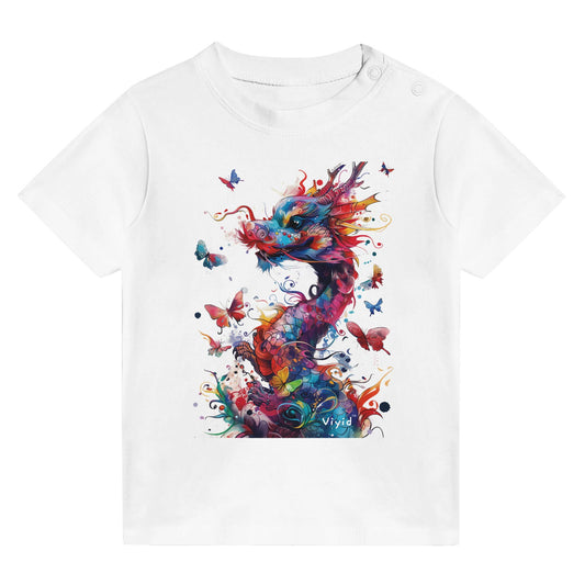 colorful dragon with butterflies toddler t-shirt white