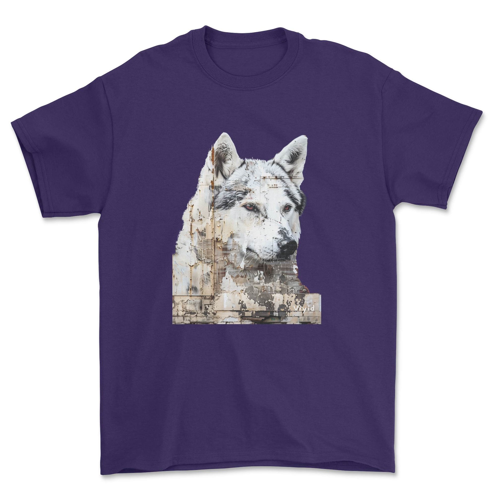 Siberian Husky adult t-shirt purple
