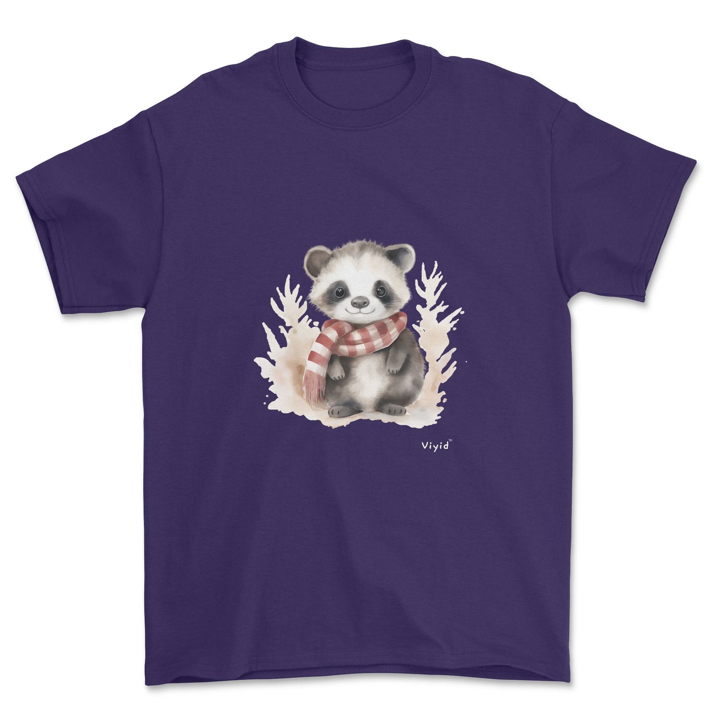 badger with scarf youth t-shirt purple