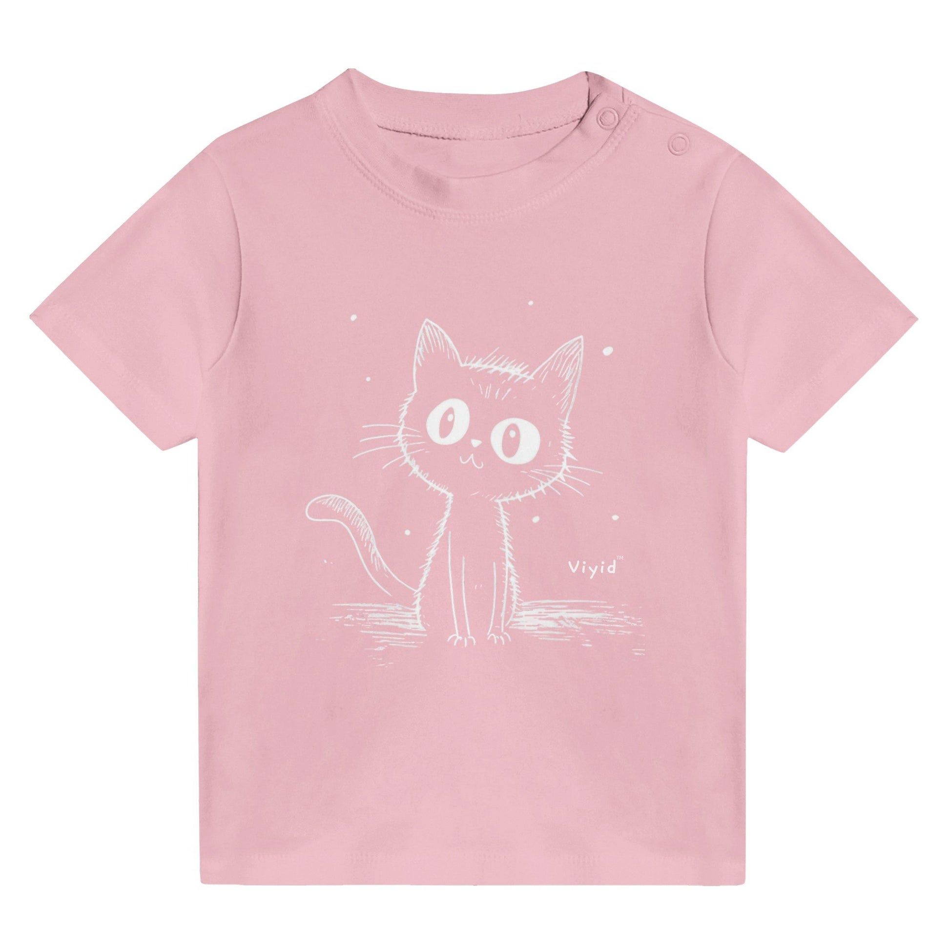 cat sketch baby t-shirt pink