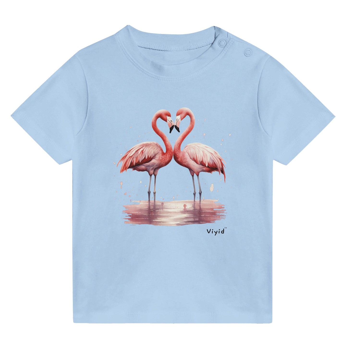 flamingo love baby t-shirt baby blue