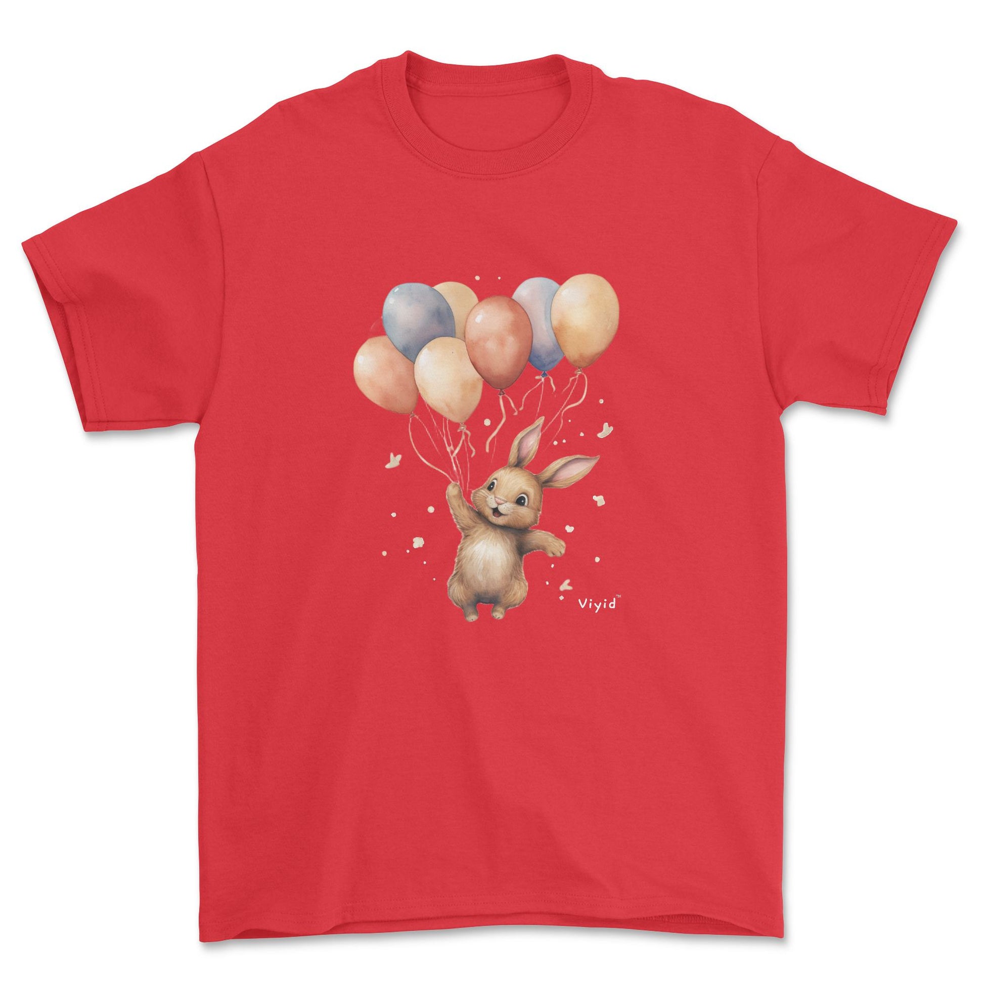 bunny with balloons youth t-shirt red