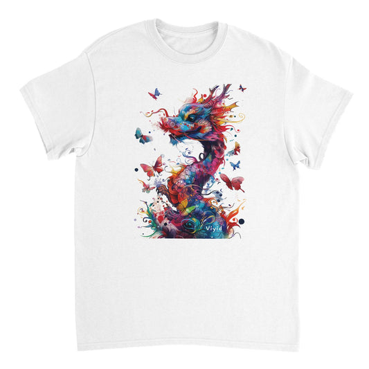 colorful dragon with butterflies adult t-shirt white