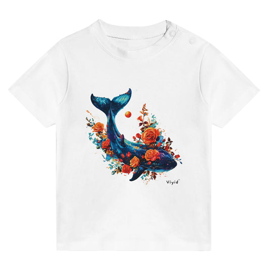 whale roses planets baby t-shirt white