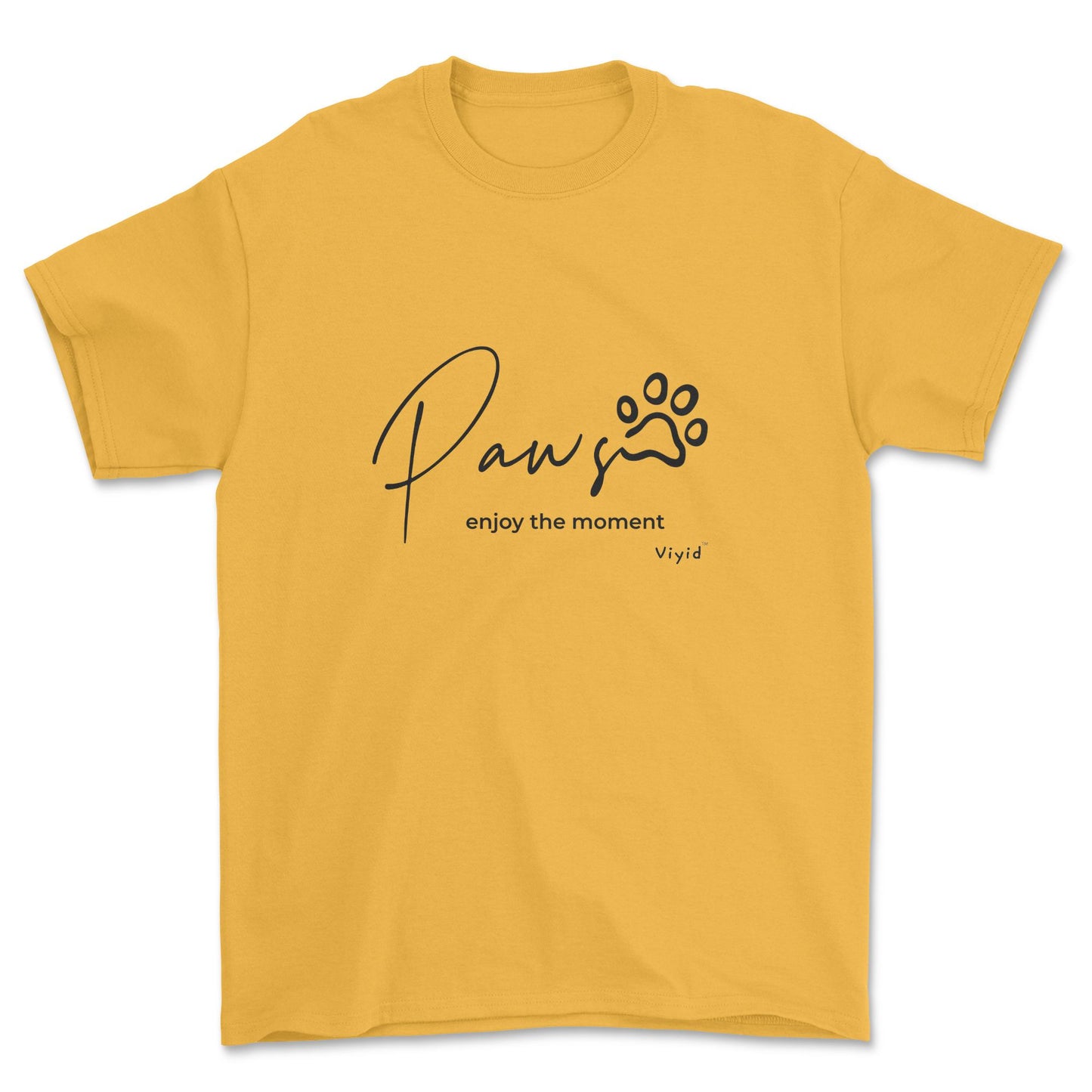 paws enjoy the moment adult t-shirt gold