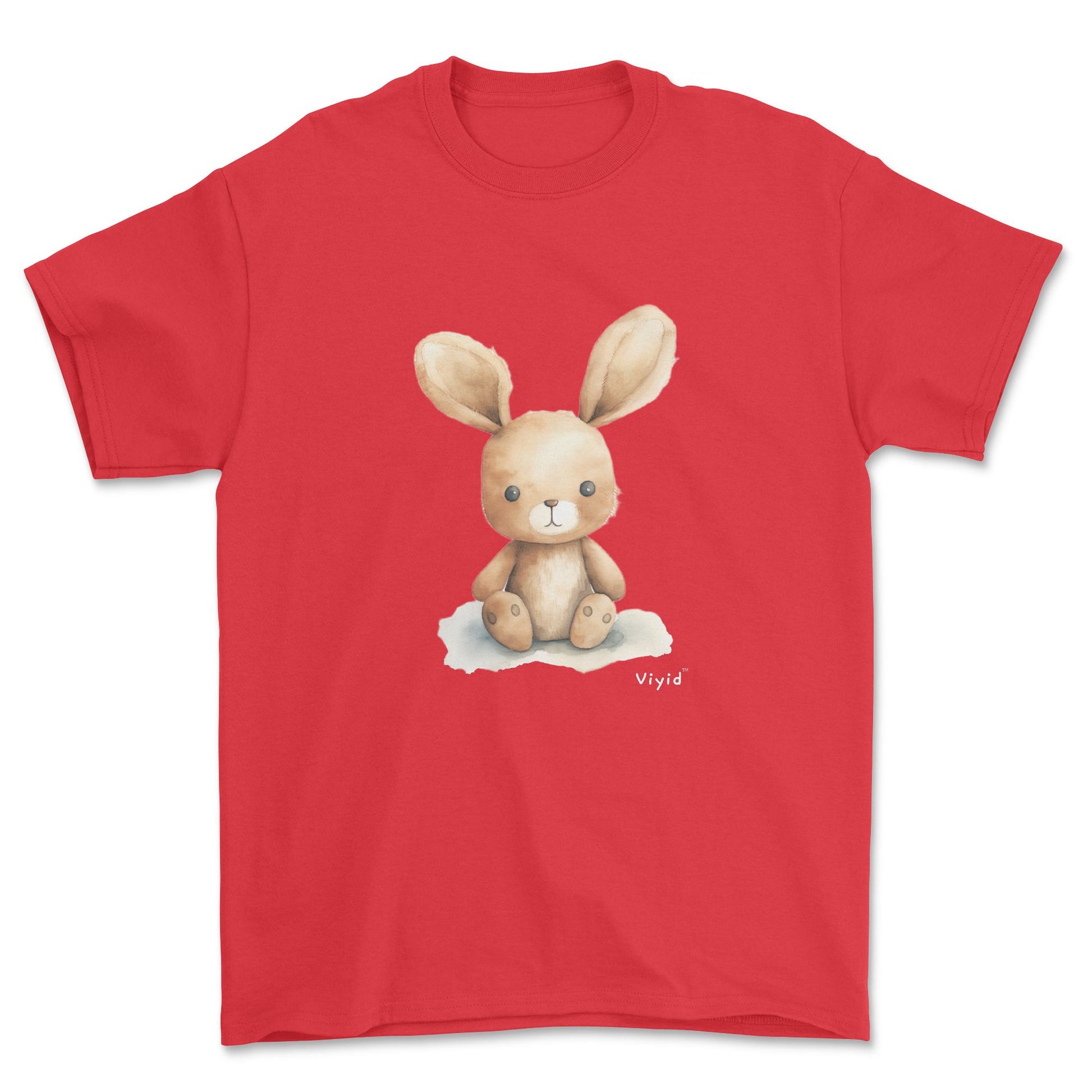 cute rabbit adult t-shirt red