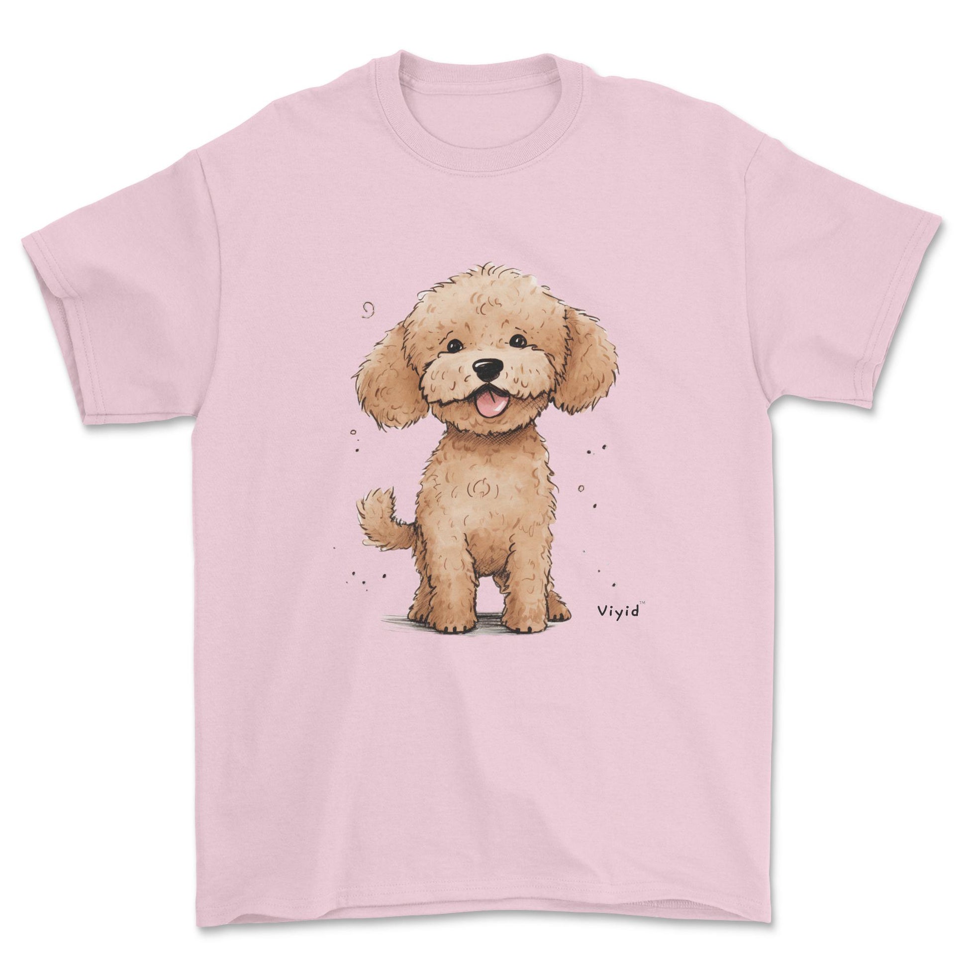 brown poodle youth t-shirt light pink