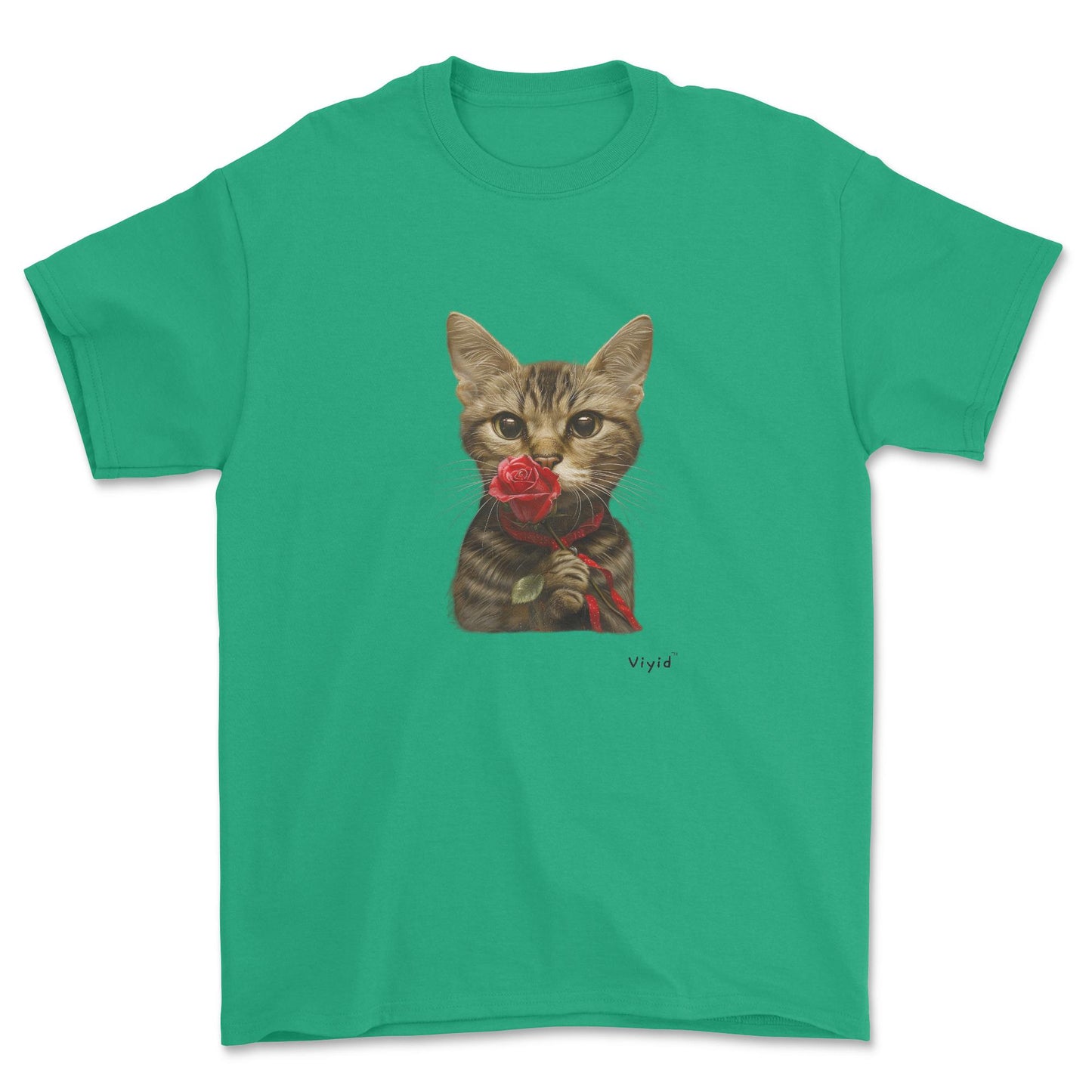sniffing rose domestic shorthair cat youth t-shirt irish green