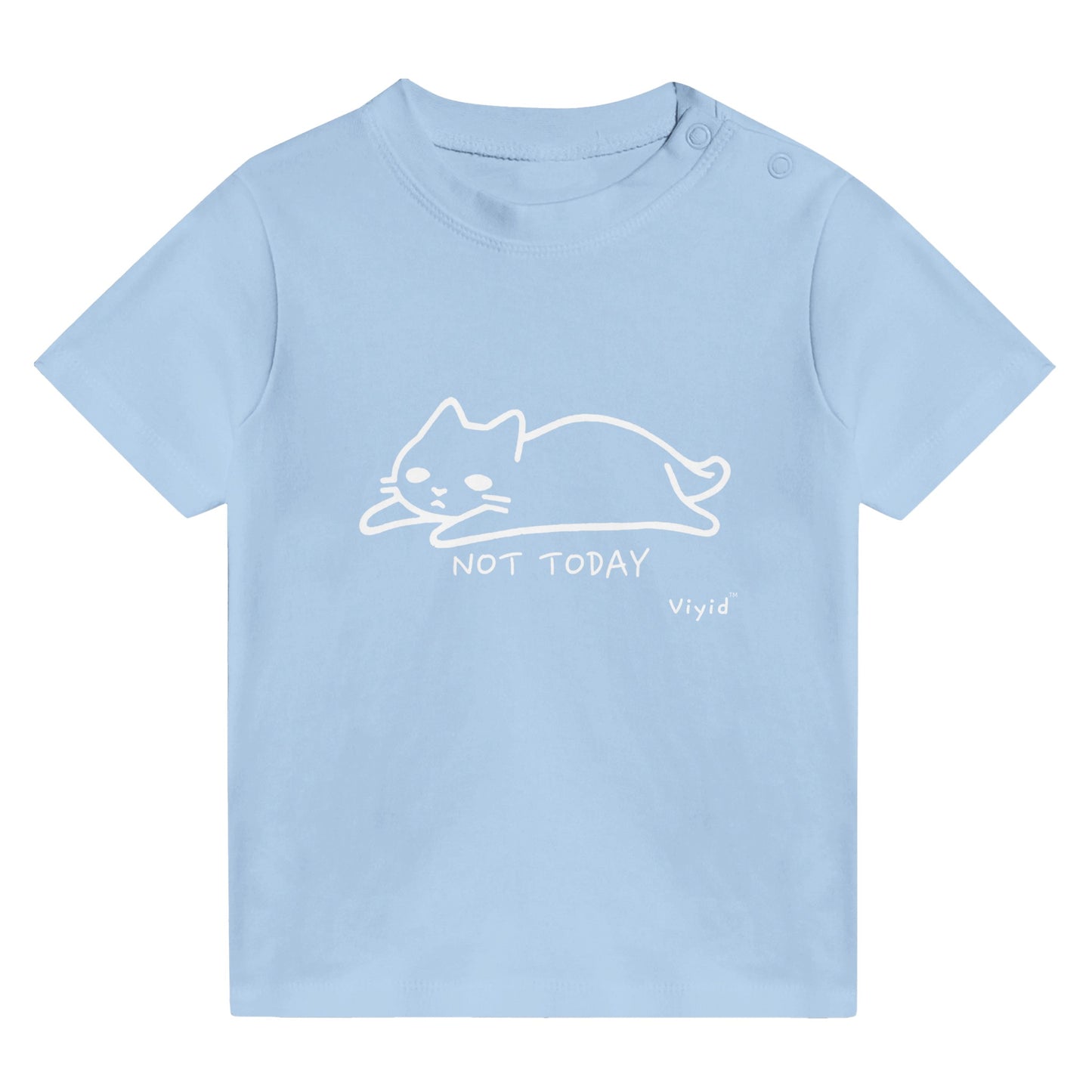 cat doodle not today baby t-shirt baby blue