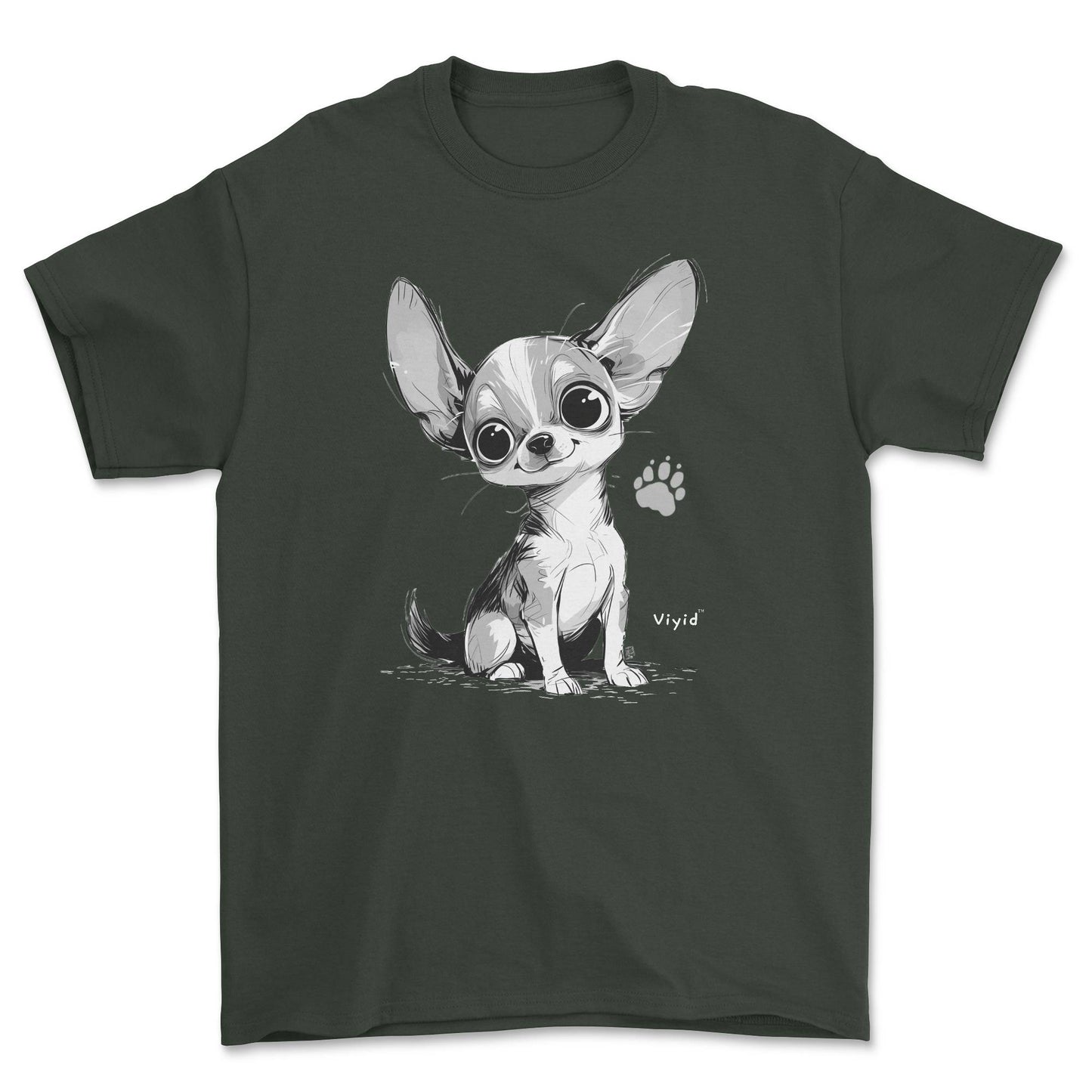 paw print chihuahua adult t-shirt forest green