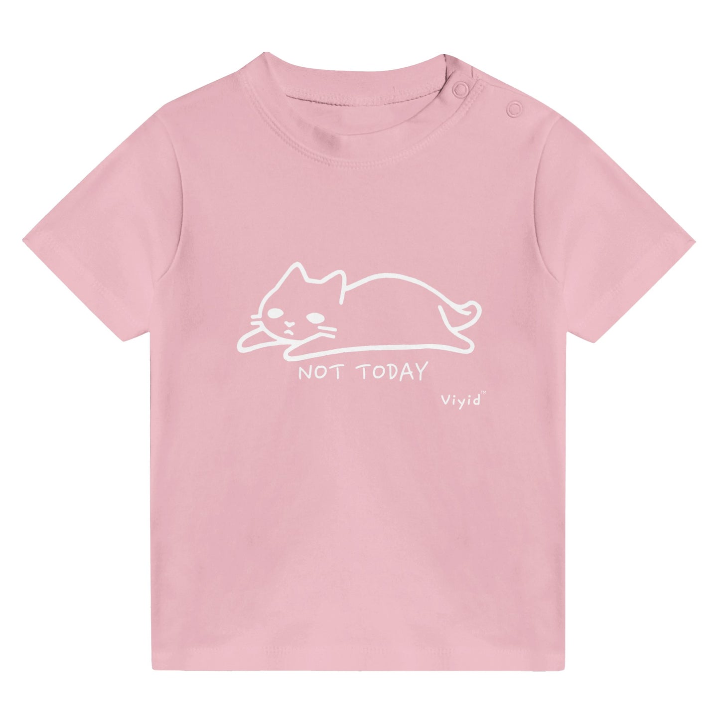 cat doodle not today baby t-shirt pink