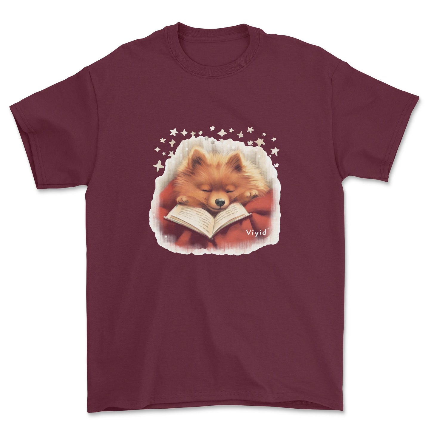 sleeping Pomeranian adult t-shirt maroon