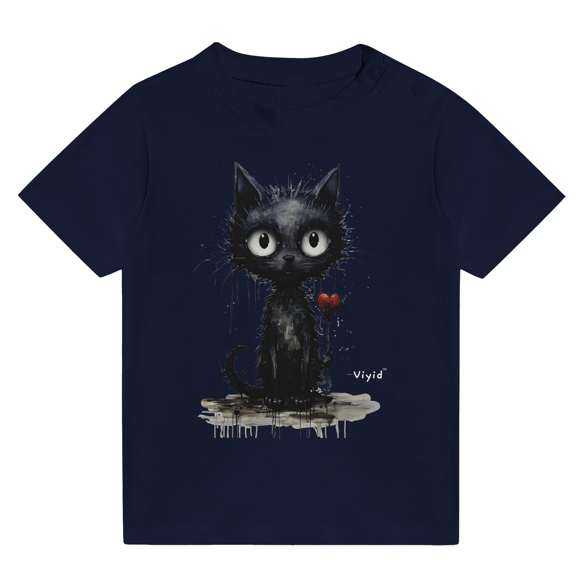 expressionism black cat baby t-shirt navy