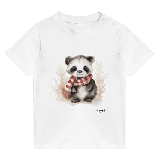 badger with scarf baby t-shirt white