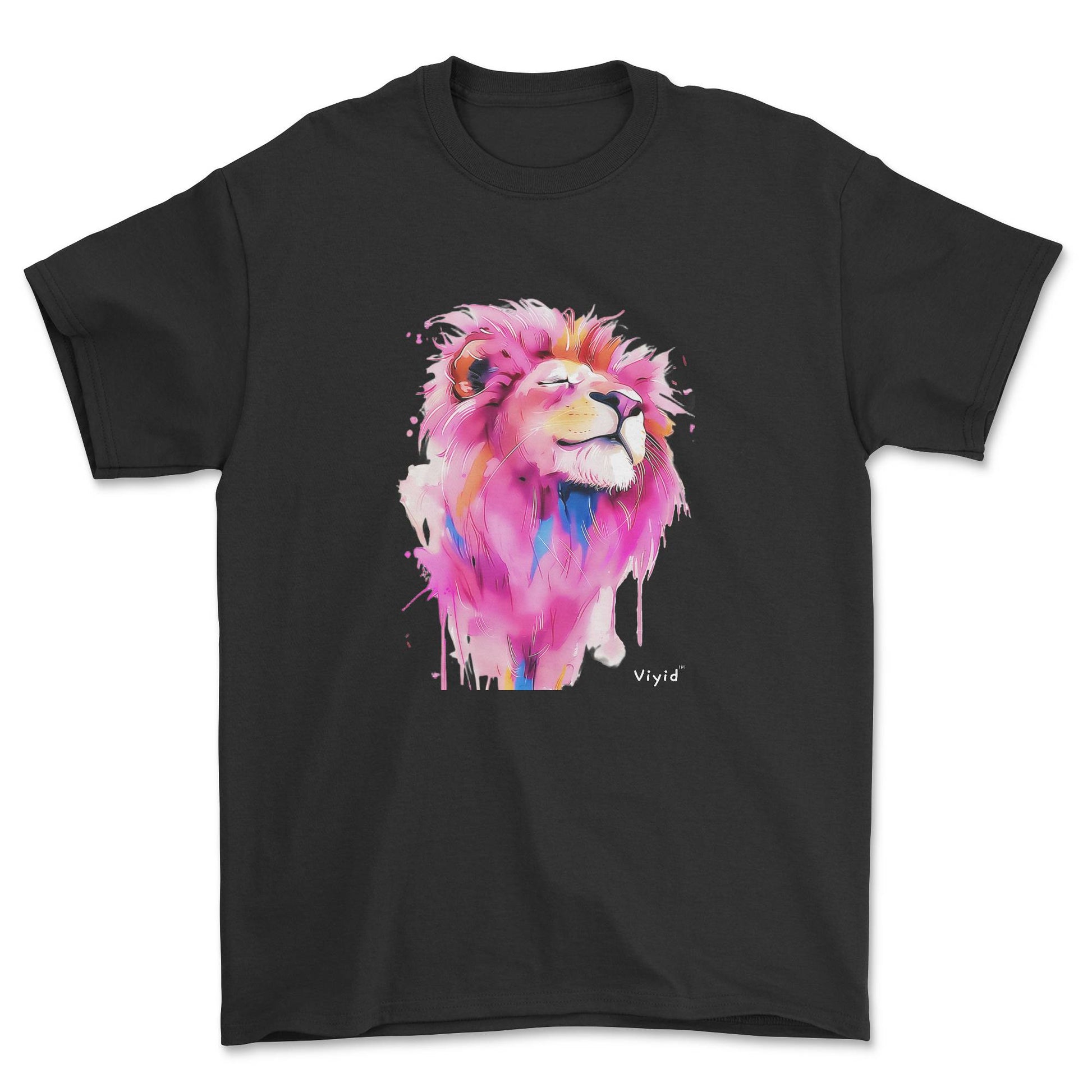 pink mane lion youth t-shirt black