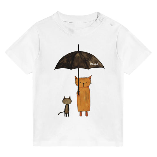 abstract cats with umbrella baby t-shirt white