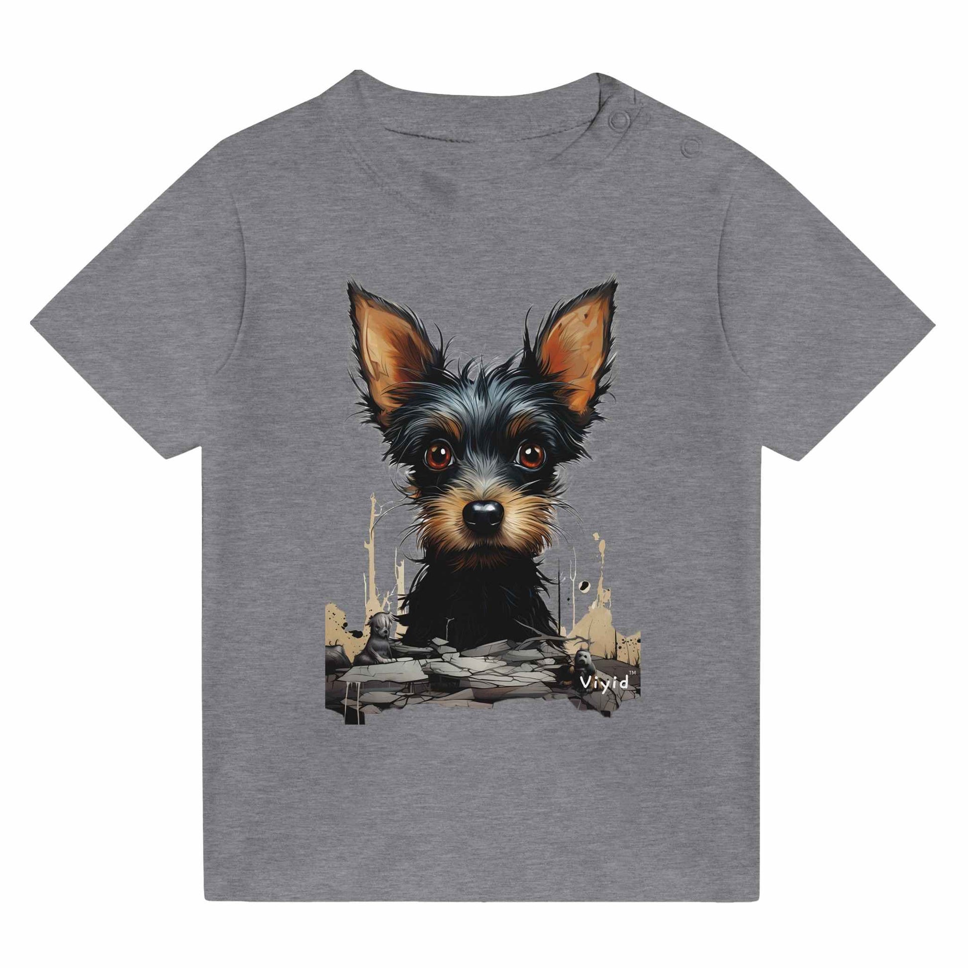 black Yorkshire Terrier drawing toddler t-shirt heather gray