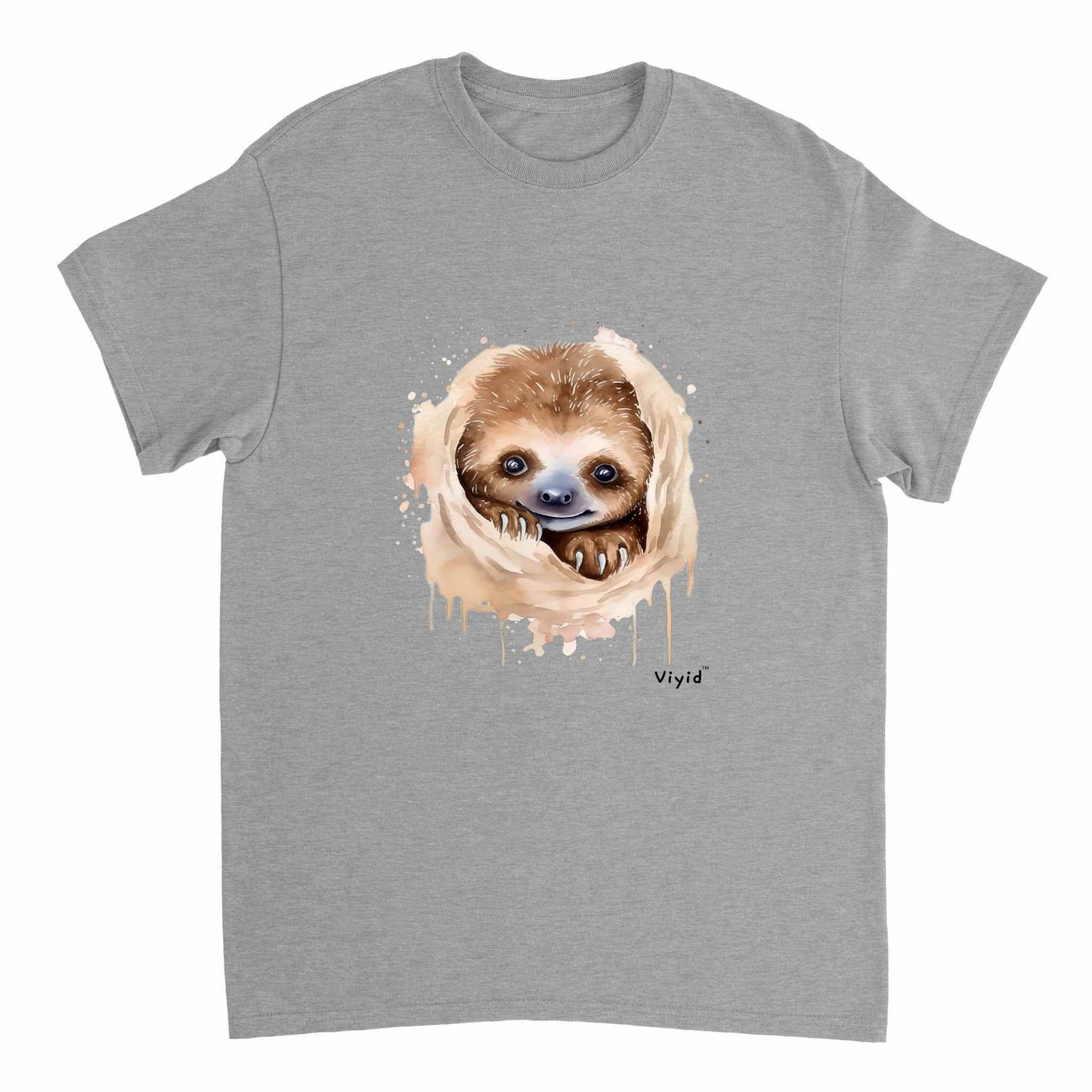 hiding sloth youth t-shirt sports grey