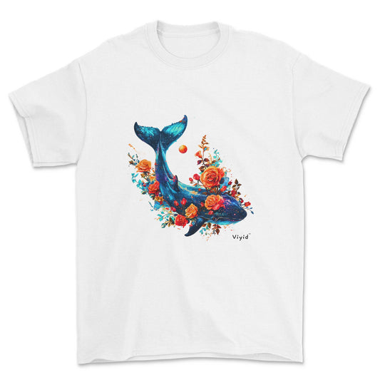 whale roses planets youth t-shirt white