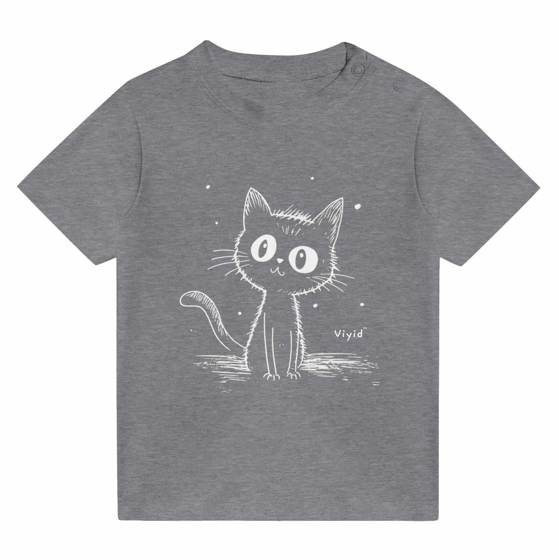 cat sketch baby t-shirt heather gray