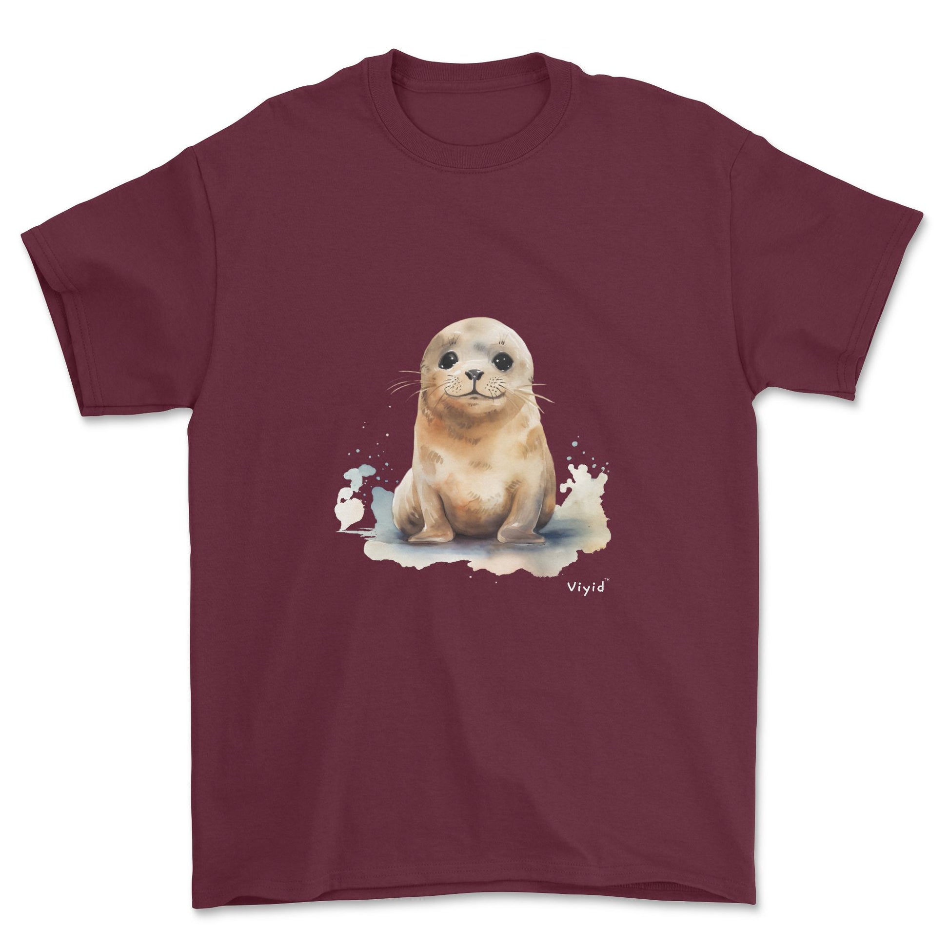 baby seal adult t-shirt maroon