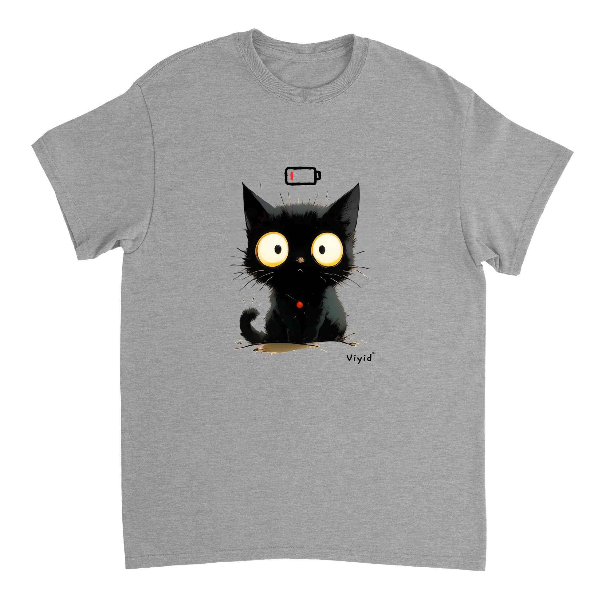 Low battery black cat youth t-shirt sports grey