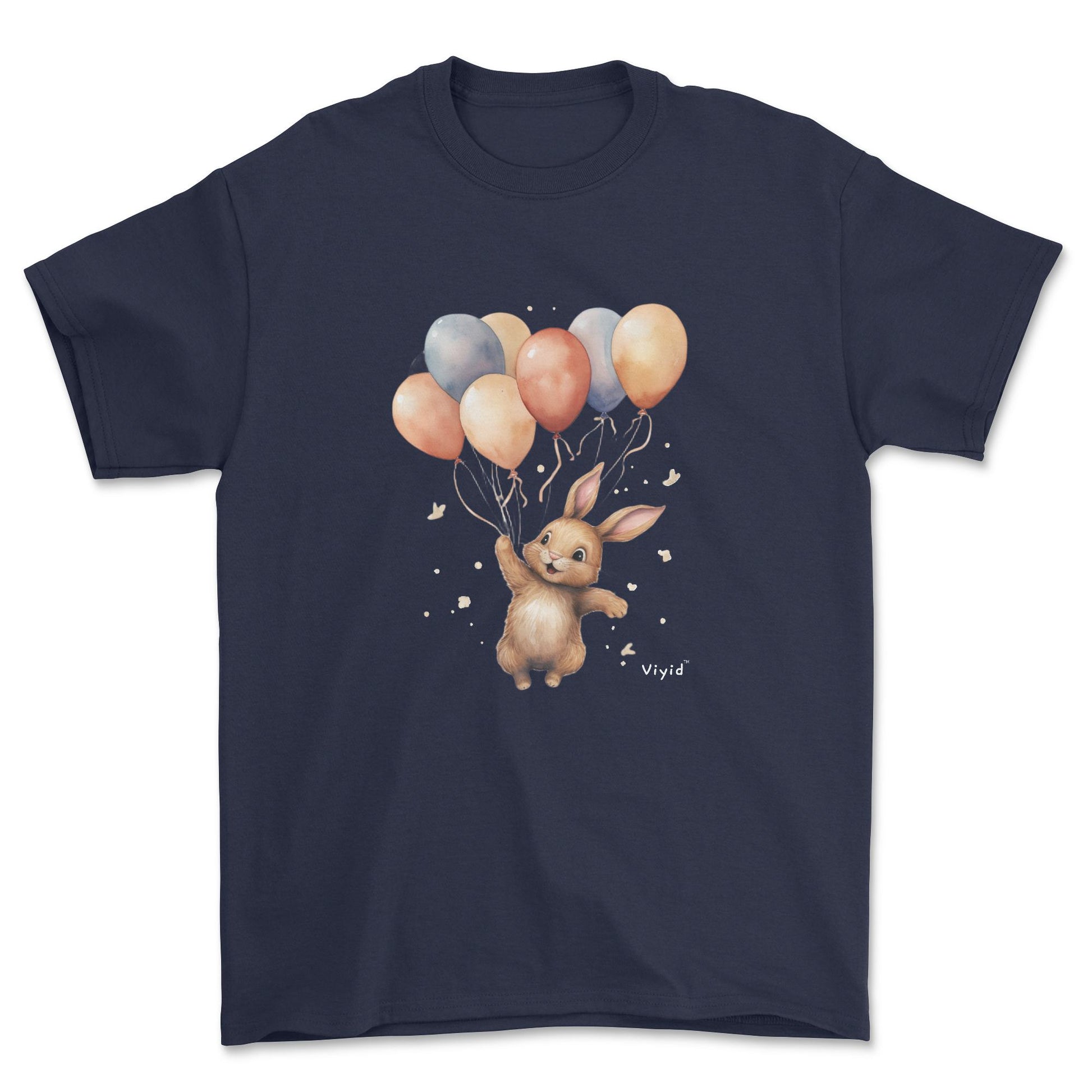 bunny with balloons adult t-shirt navy