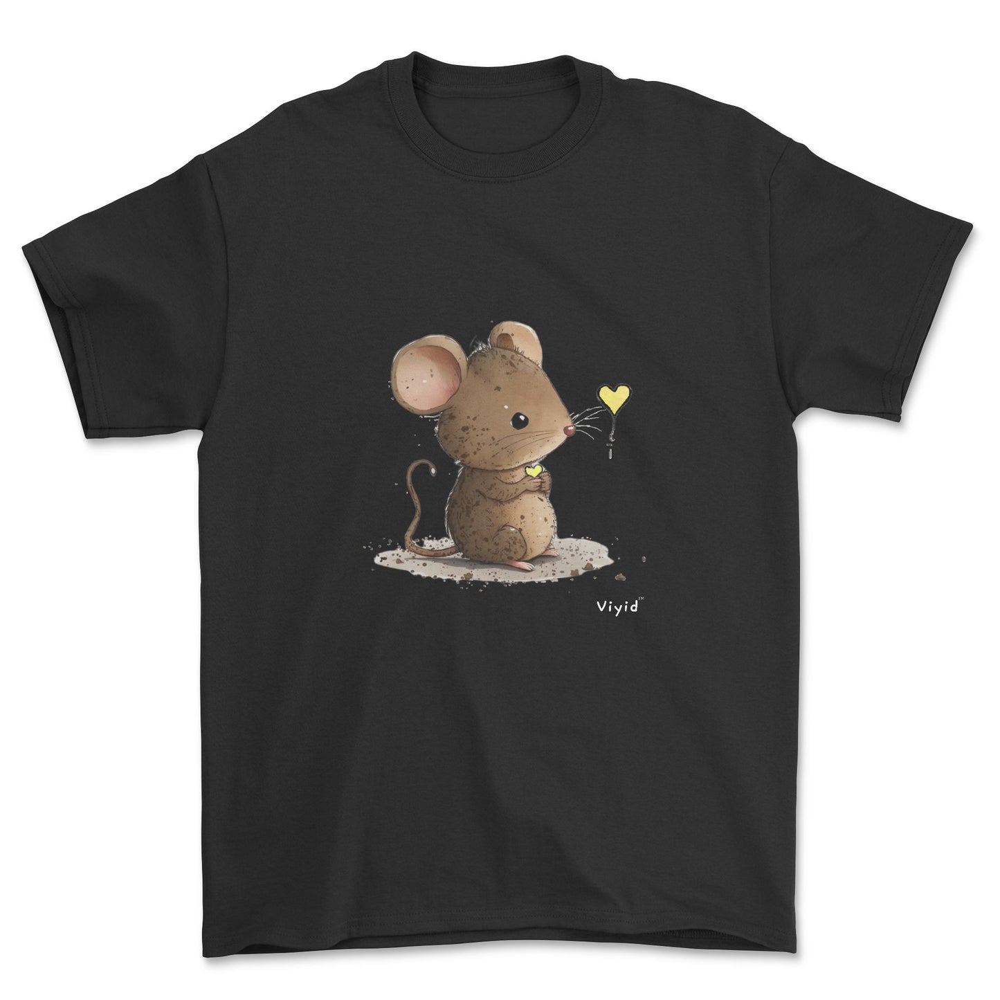 mouse with yellow heart youth t-shirt black