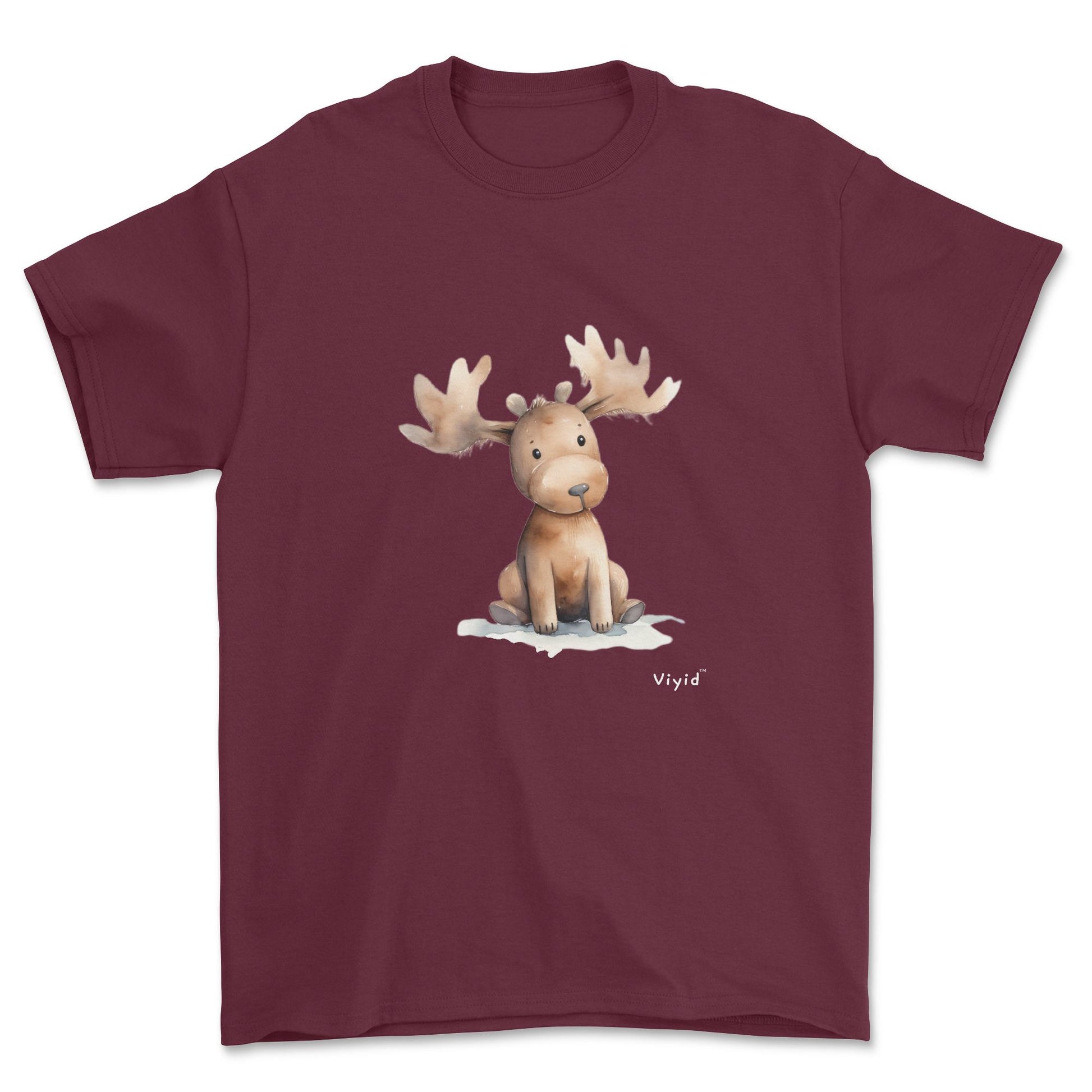 brown moose youth t-shirt maroon