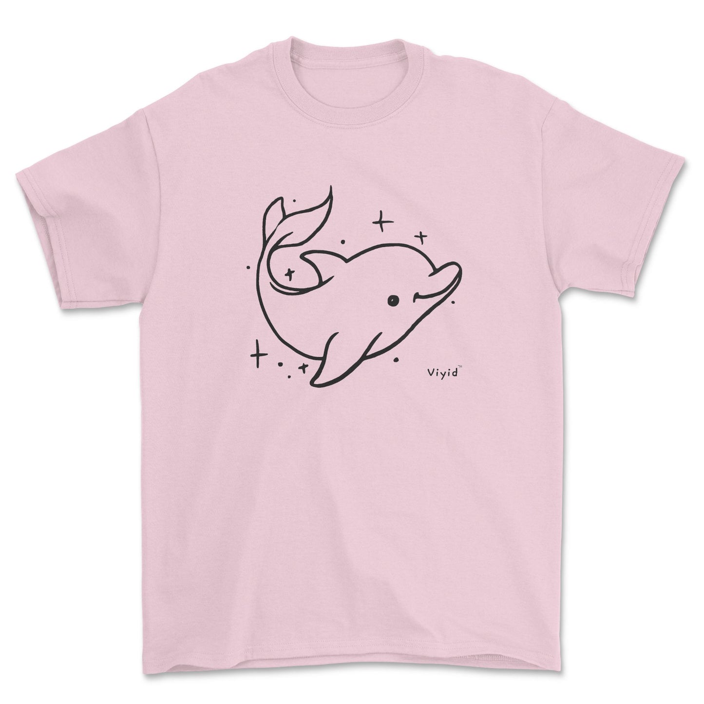 a doodle dolphin adult t-shirt light pink