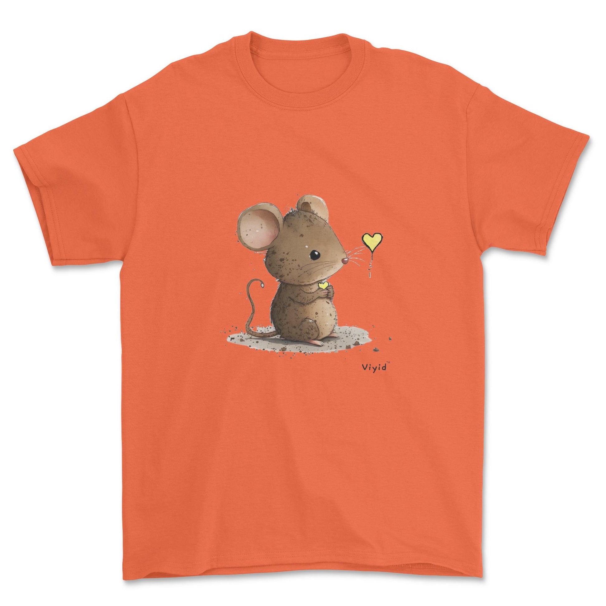 mouse with yellow heart adult t-shirt orange