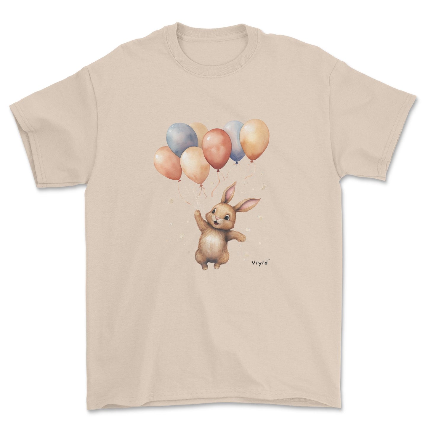 bunny with balloons adult t-shirt sand