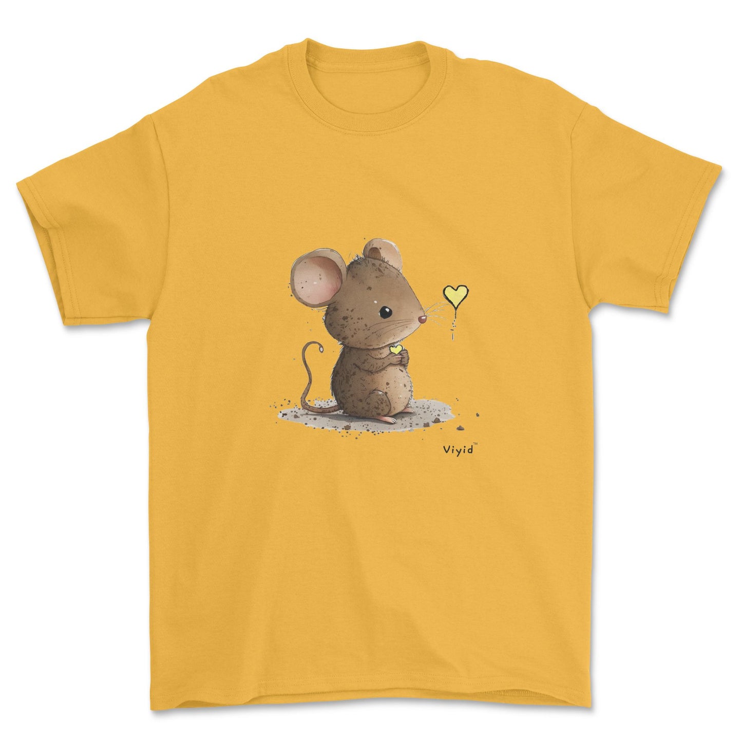 mouse with yellow heart adult t-shirt gold