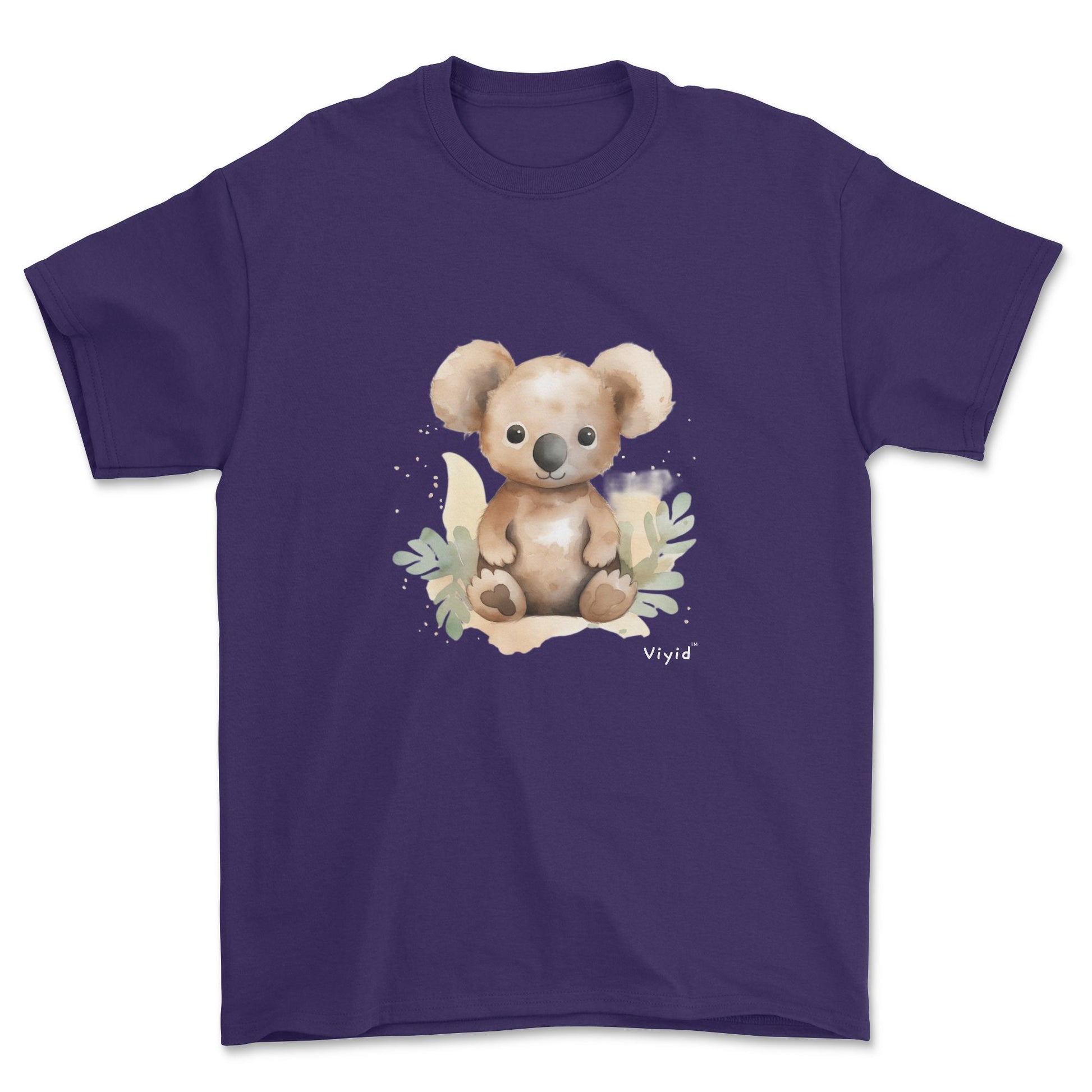 brown koala youth t-shirt purple