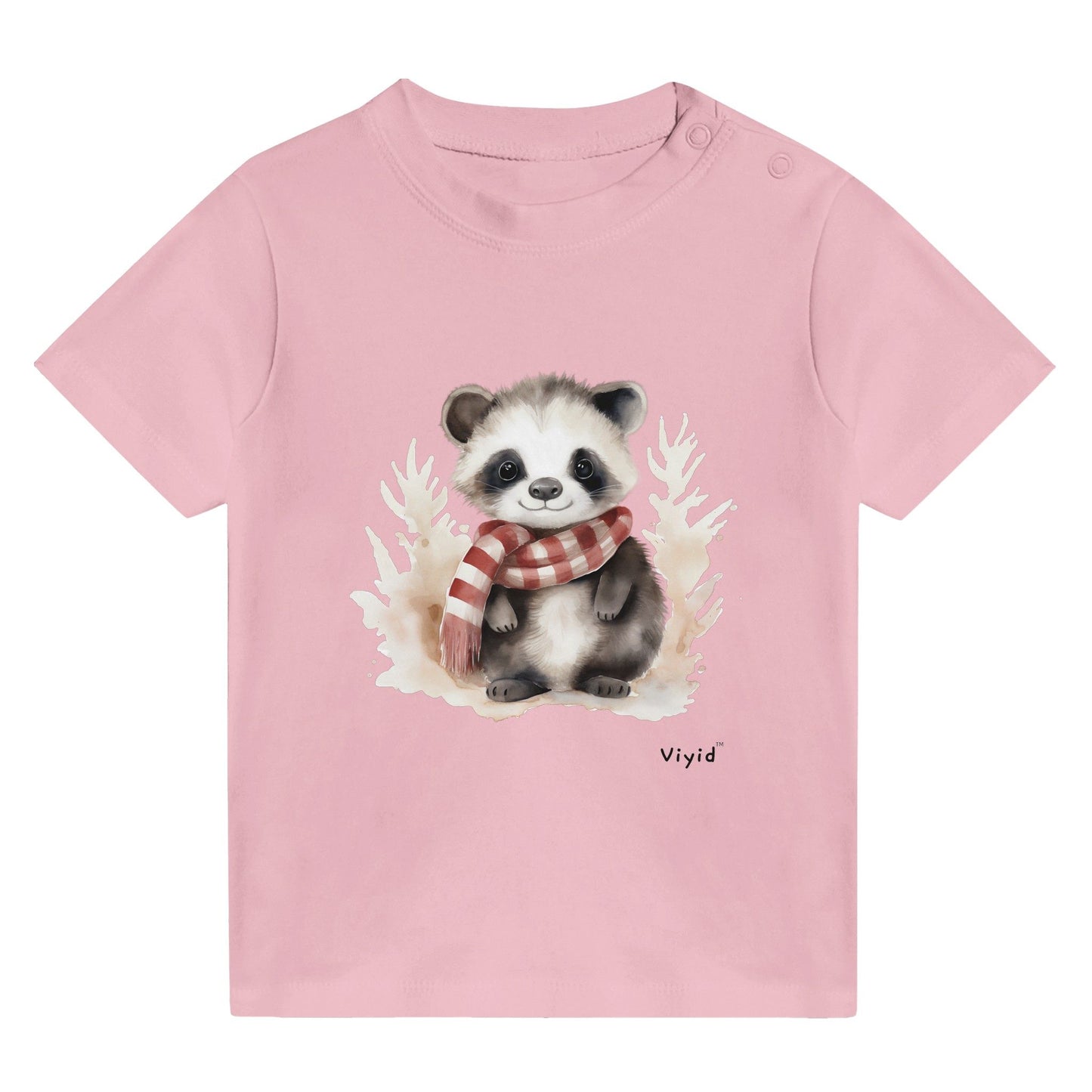 badger with scarf baby t-shirt pink
