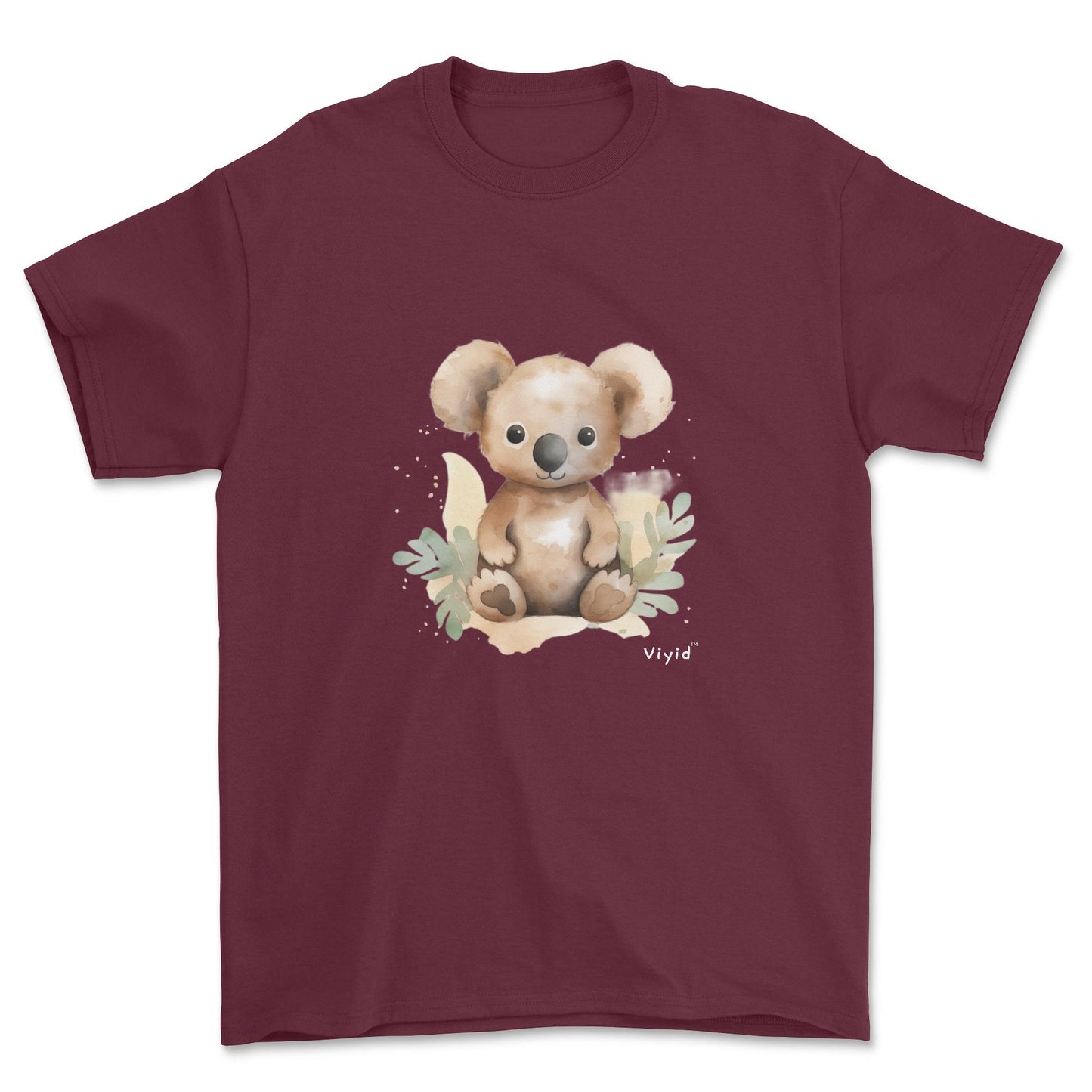 brown koala adult t-shirt maroon