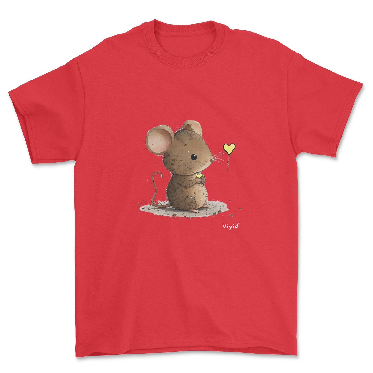 mouse with yellow heart youth t-shirt red