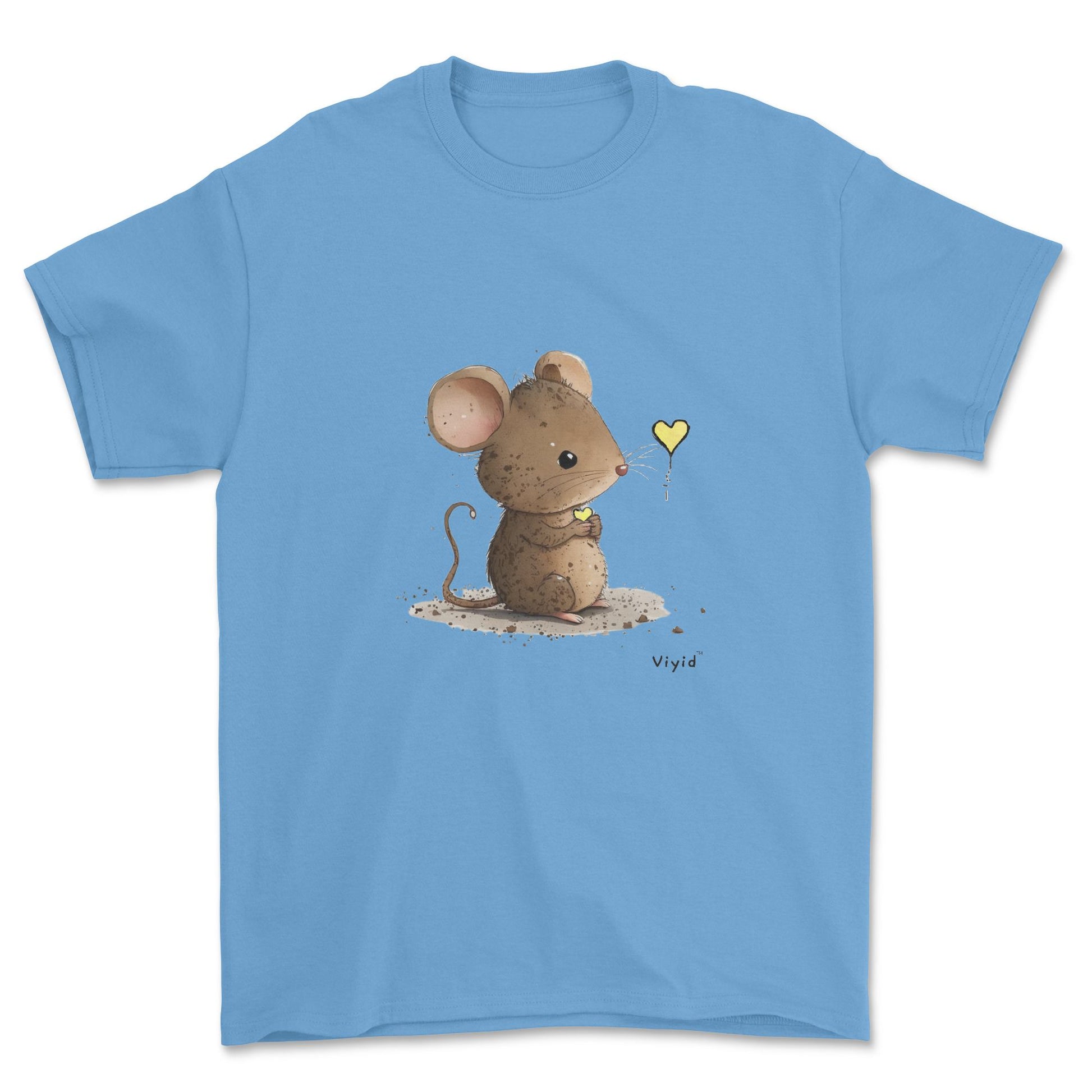 mouse with yellow heart adult t-shirt carolina blue