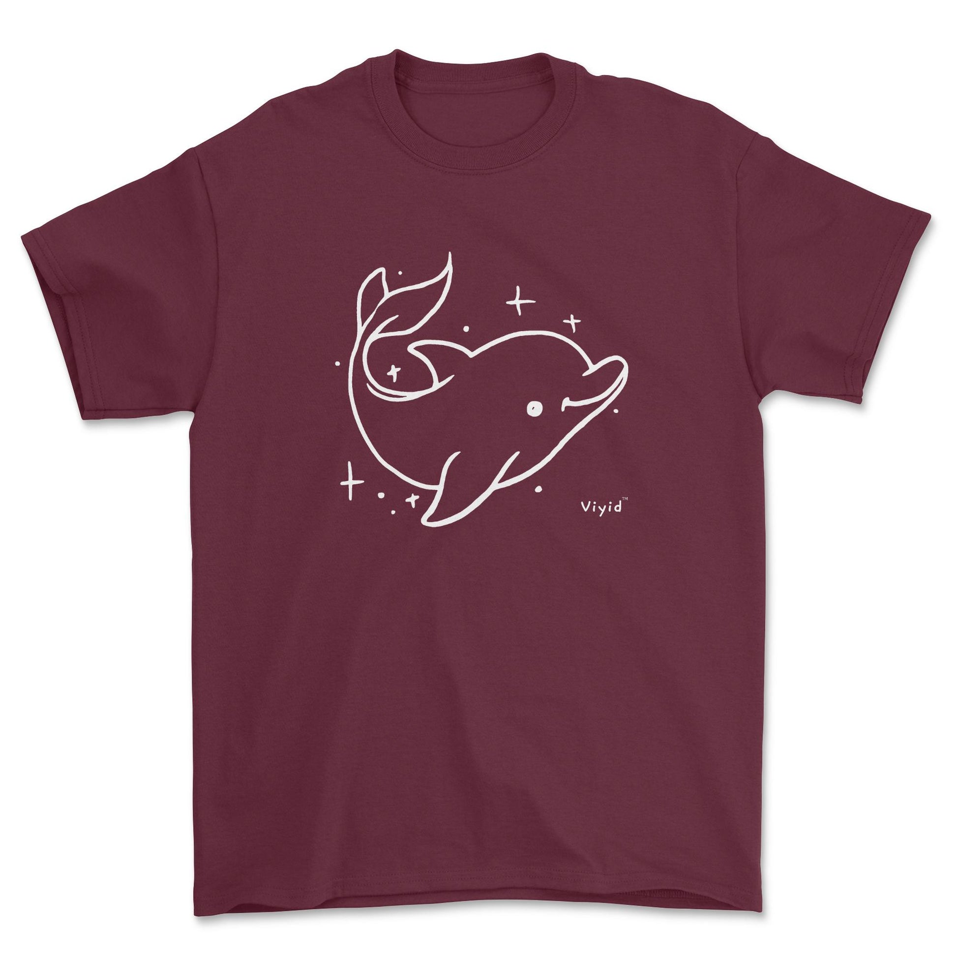 doodle dolphin youth t-shirt maroon