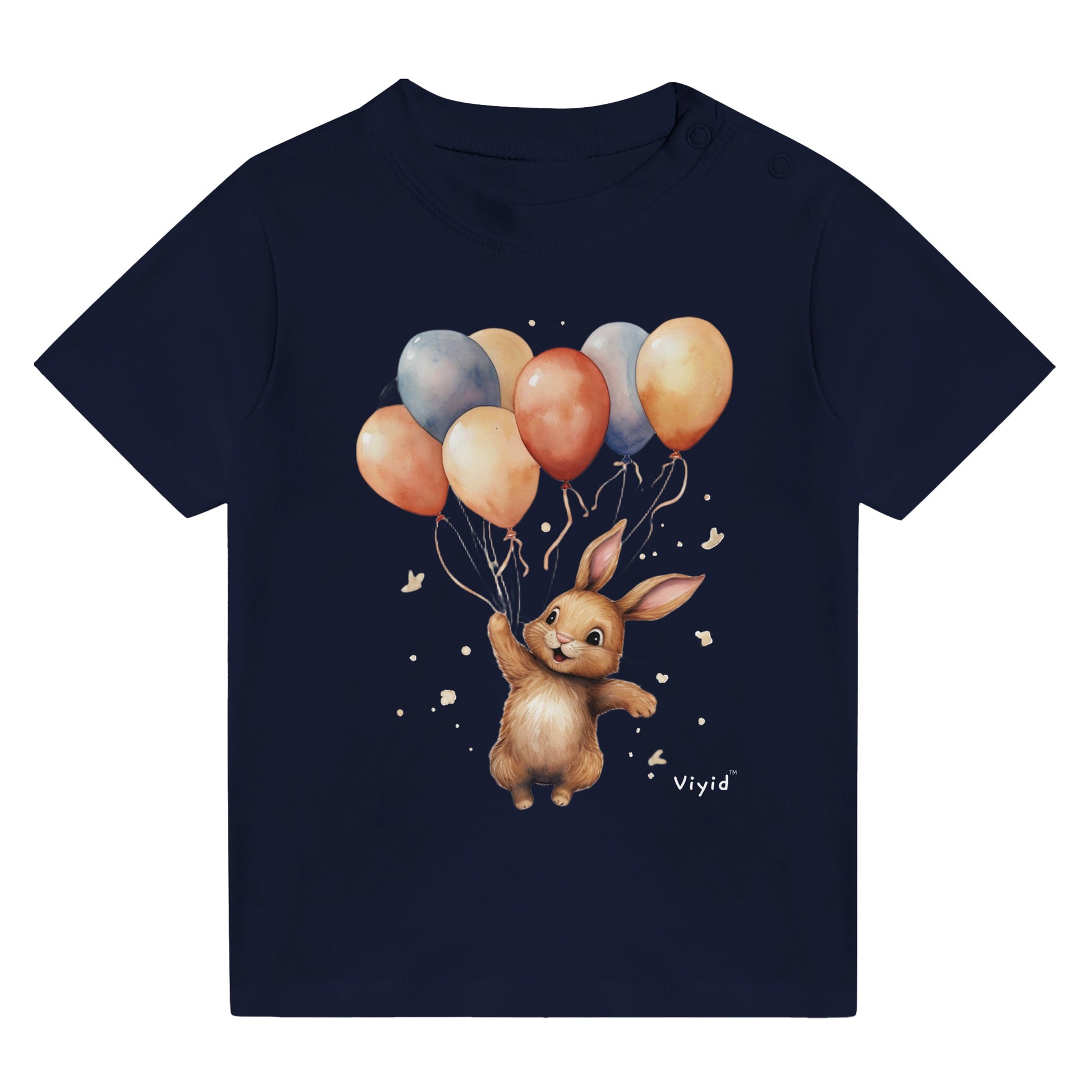 bunny with balloons baby t-shirt navy
