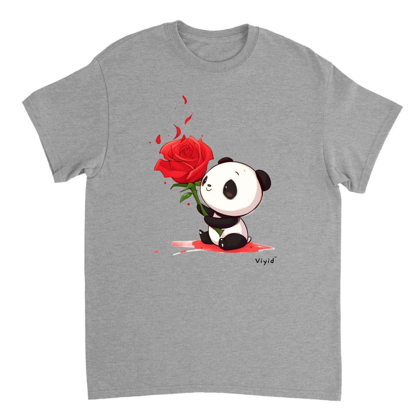 rose holding panda adult t-shirt sports grey