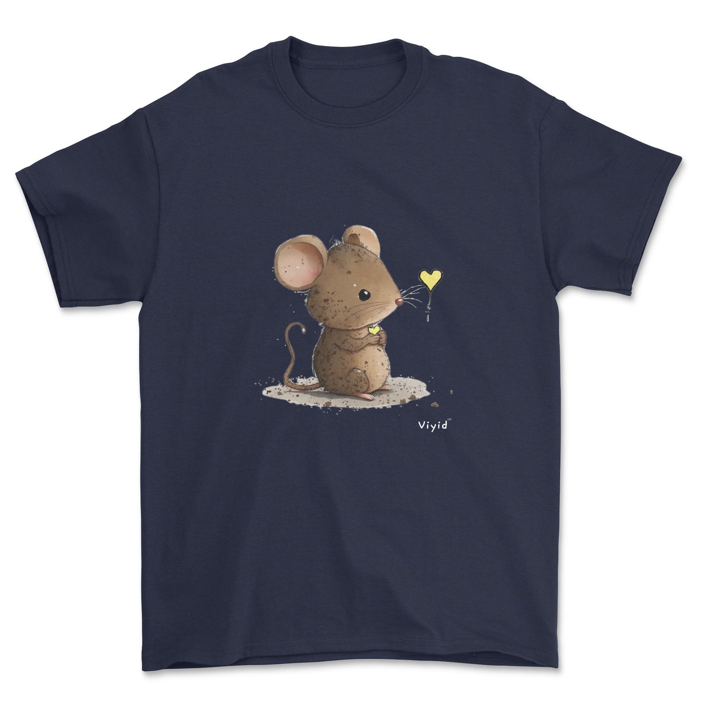 mouse with yellow heart adult t-shirt navy