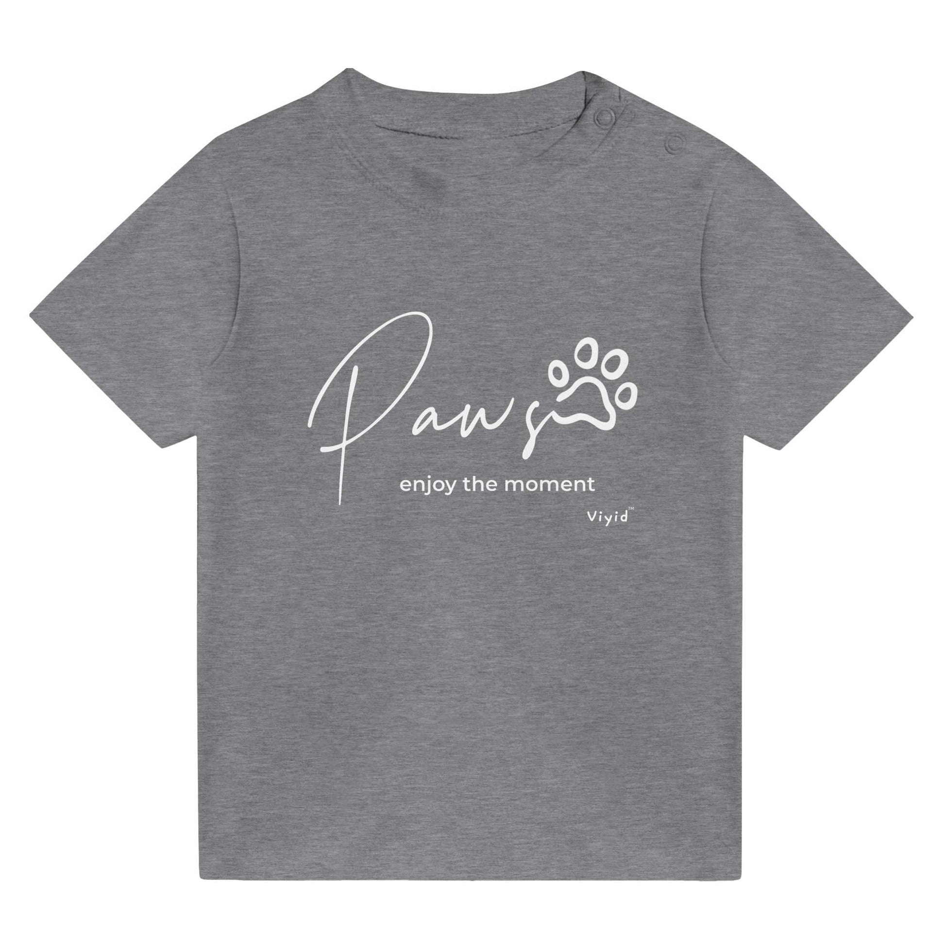 paws enjoy the moment baby t-shirt heather gray