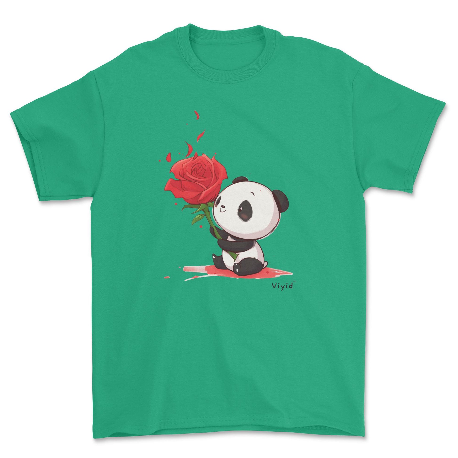 rose holding panda adult t-shirt irish green
