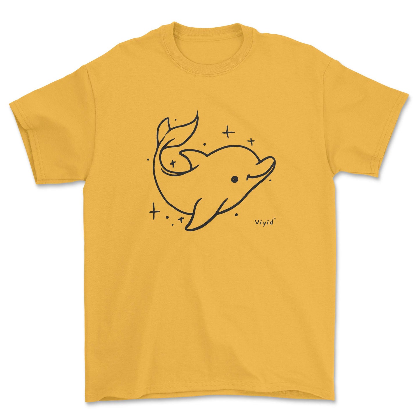 a doodle dolphin adult t-shirt gold